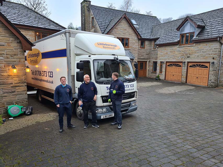 Littleborough Removals team standing in front of removal van